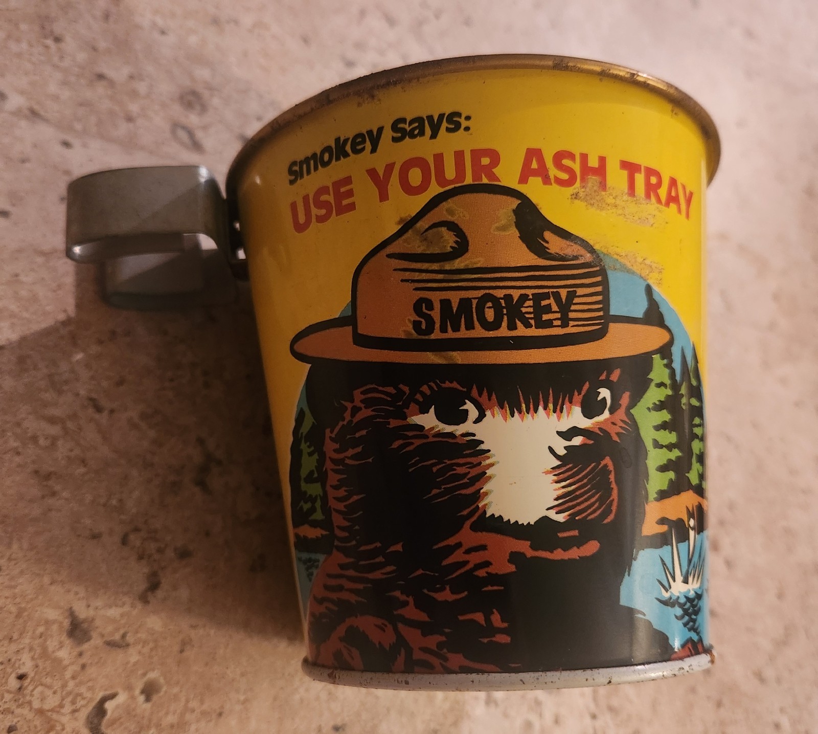 Vintage Smokey the Bear Tin Bucket Ash Tray RARE Camping Assesory 1960's Vintage Smokey the Bear Tin Bucket Ash Tray RARE Camping Assesory 1960's