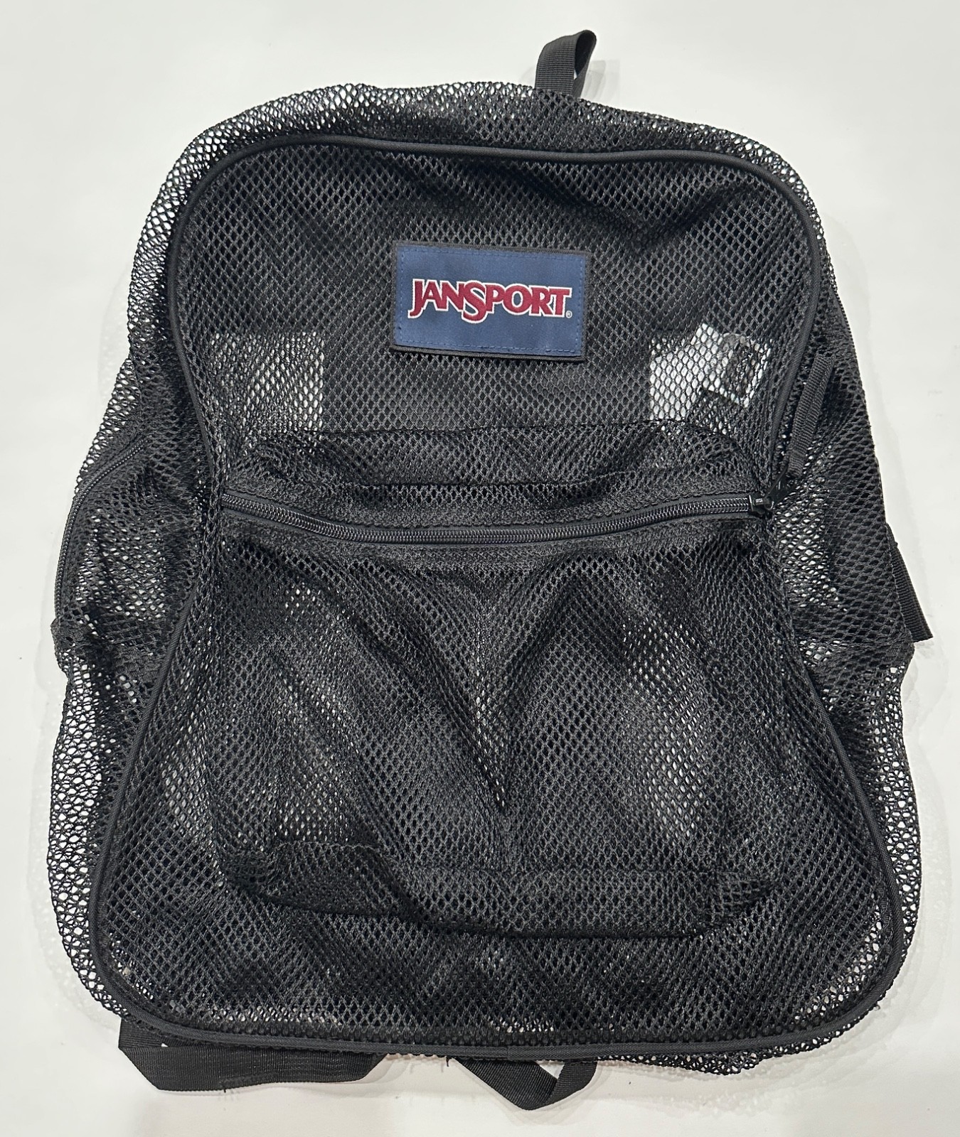 JanSport Mesh Pack Backpack Black See Through School Travel Gym Beach Backpack