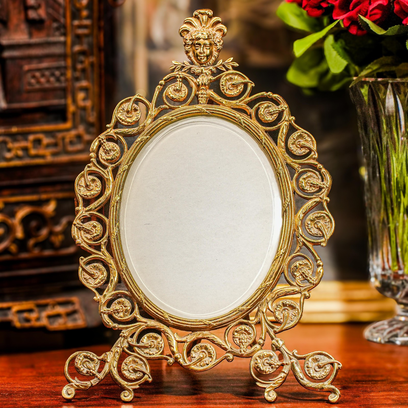 Fantastic Art Nouveau Ornate Solid Brass Large Antique Photo Picture Frame