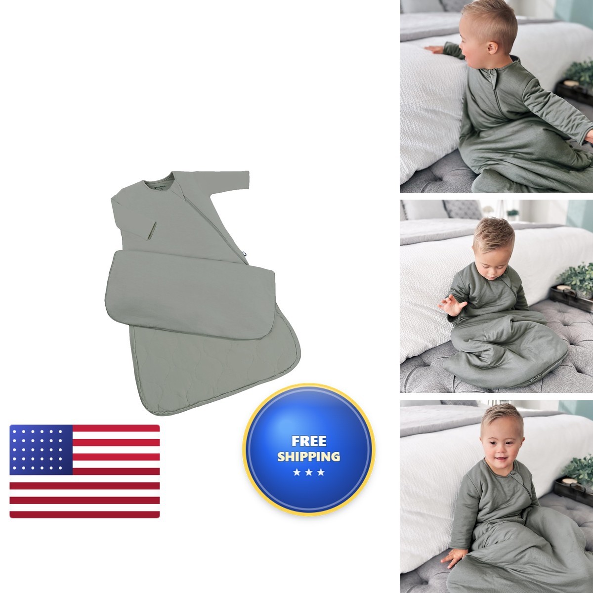 GUNAMUNA Long-Sleeve Sleep Sack, Soft Rayon, 1.0 TOG, Sage, 3-9 Months GUNAMUNA Long-Sleeve Sleep Sack, Soft Rayon, 1.0 TOG, Sage, 3-9 Months