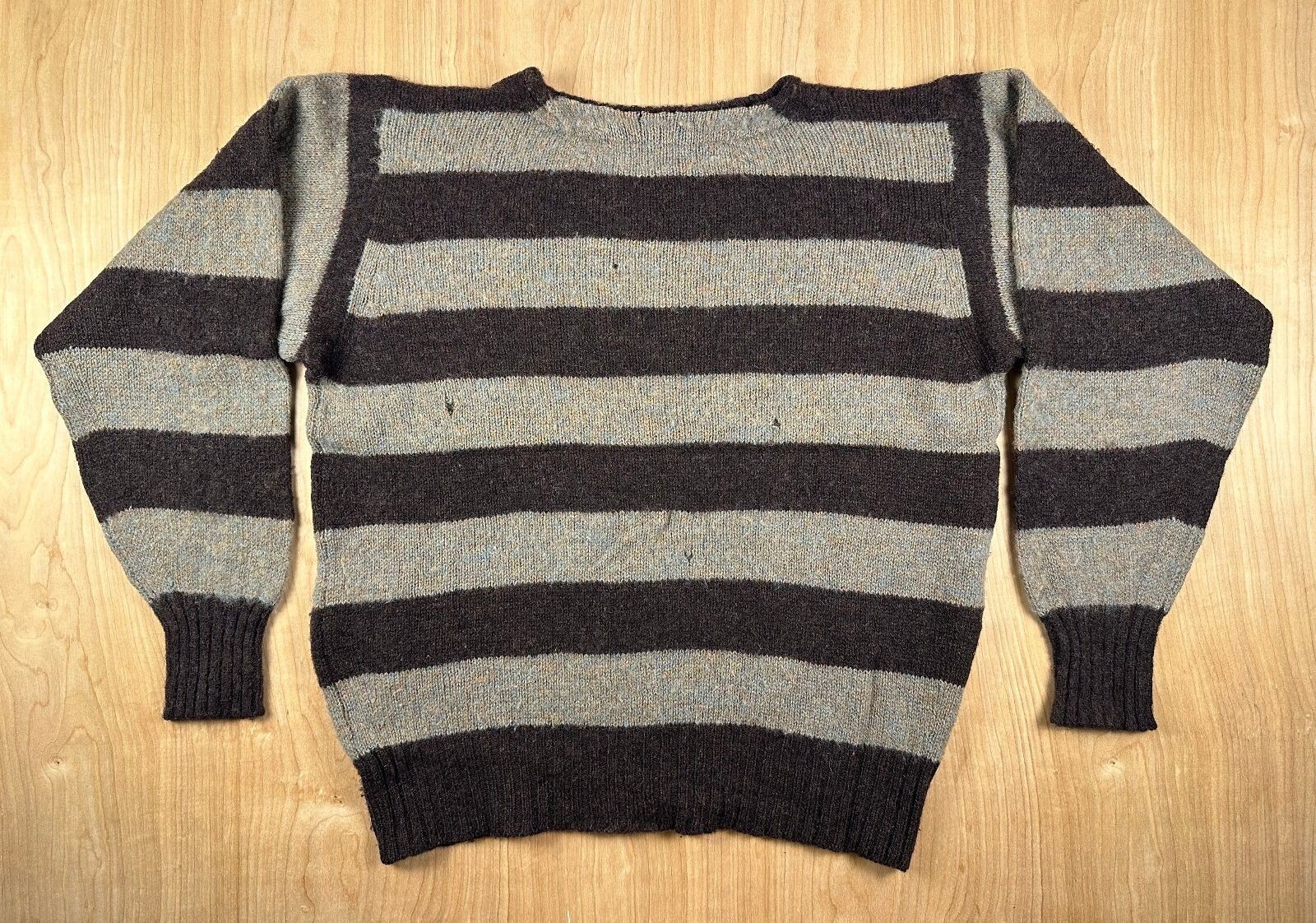 Vintage 60s Lund\'s University Striped Wool Sweater thick boxy boatneck medium Vintage 60s Lund\'s University Striped Wool Sweater thick boxy boatneck medium