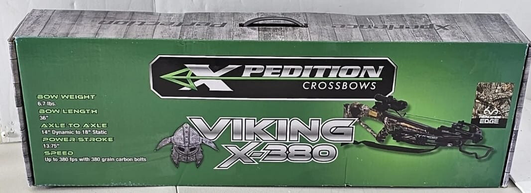 Xpedition Viking X-380 Crossbow Kit, Rt Edge, 380 FPS, 4x32 Illuminated Scope Xpedition Viking X-380 Crossbow Kit, Rt Edge, 380 FPS, 4x32 Illuminated Scope