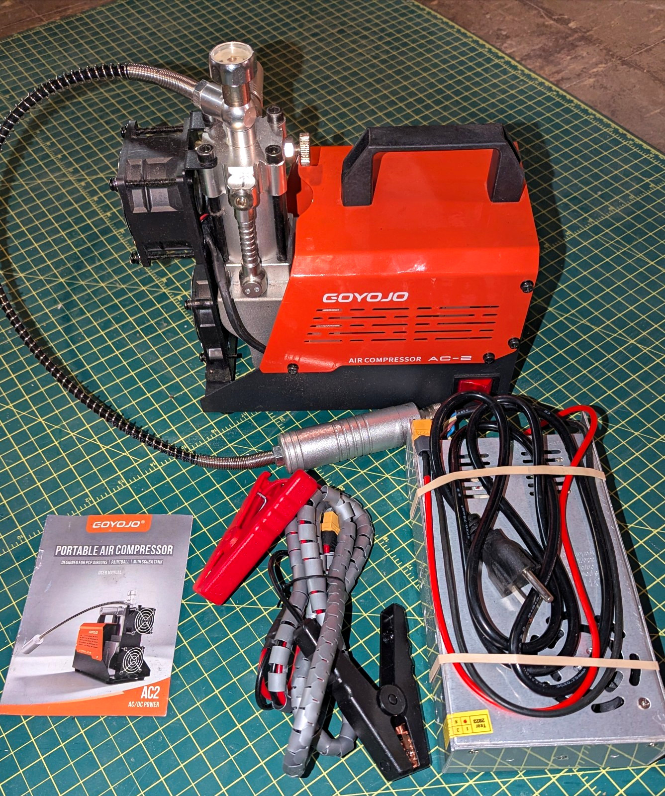 GOYOJO AC-2 Portable Air Compressor, Orange/Black, Includes Manual