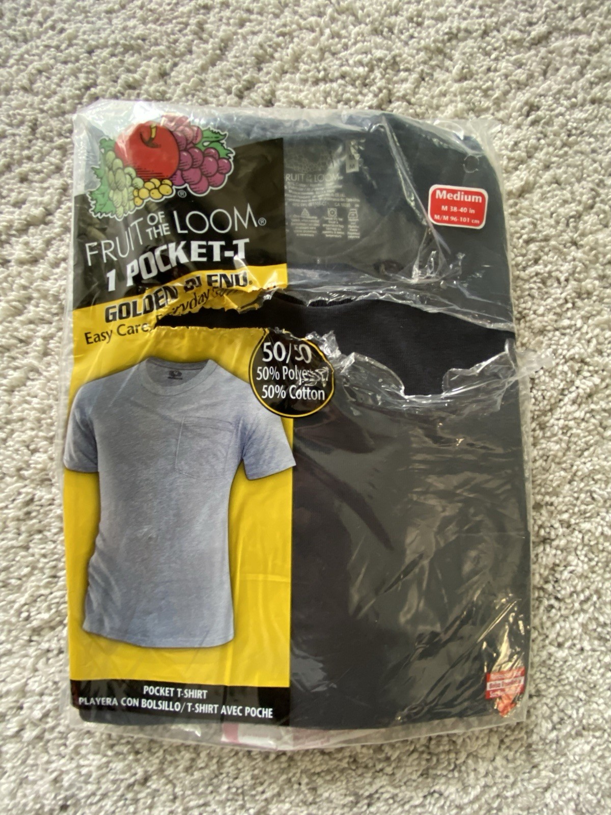 Vtg Y2K Fruit of the Loom NEW Men\'s Pocket Tee T Shirt Golden Blend Sz M 38-40 Vtg Y2K Fruit of the Loom NEW Men\'s Pocket Tee T Shirt Golden Blend Sz M 38-40