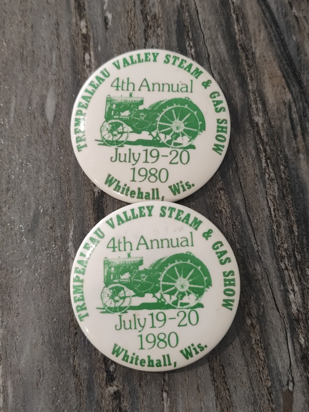 4 Vintage 1978-80 Annual Trempealeau Valley Steam & Gas Show Pinback Button 2.25 4 Vintage 1978-80 Annual Trempealeau Valley Steam & Gas Show Pinback Button 2.25
