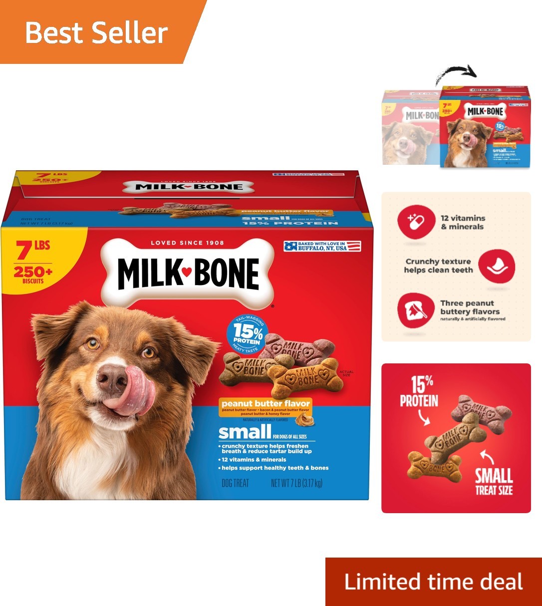 Naturally Flavored Peanut Butter Dog Treats – 7 lb. Carton for All Life Stages Naturally Flavored Peanut Butter Dog Treats – 7 lb. Carton for All Life Stages