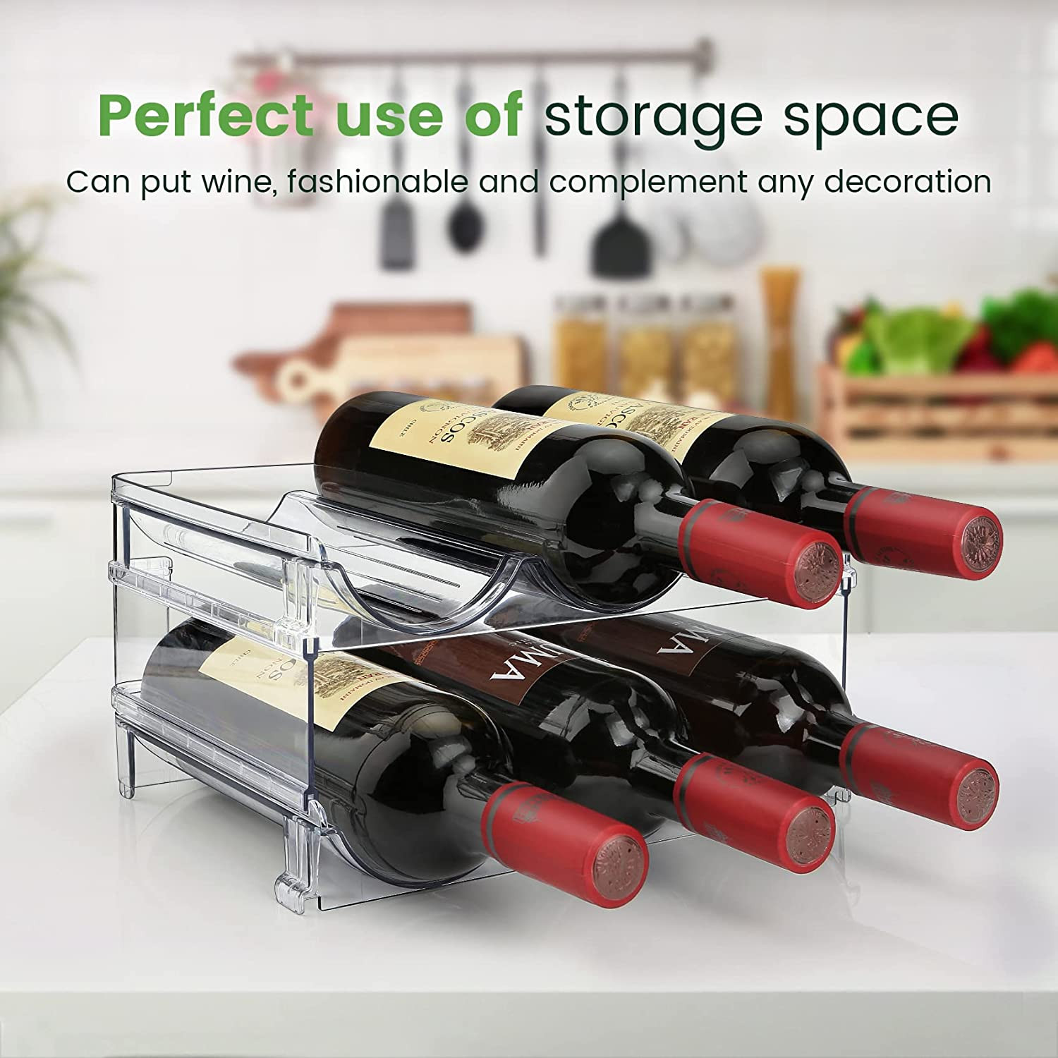 Bottle Storage Large Capacity Organizer Stackable Durable Rack Space Saving 2Pcs Bottle Storage Large Capacity Organizer Stackable Durable Rack Space Saving 2Pcs