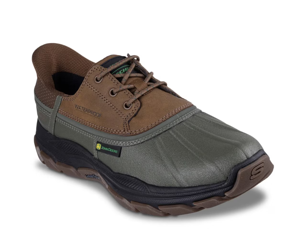 Skechers Men\'s Hands-Free Slip-ins John Deere Waterproof Relaxed Fit Brown/Green