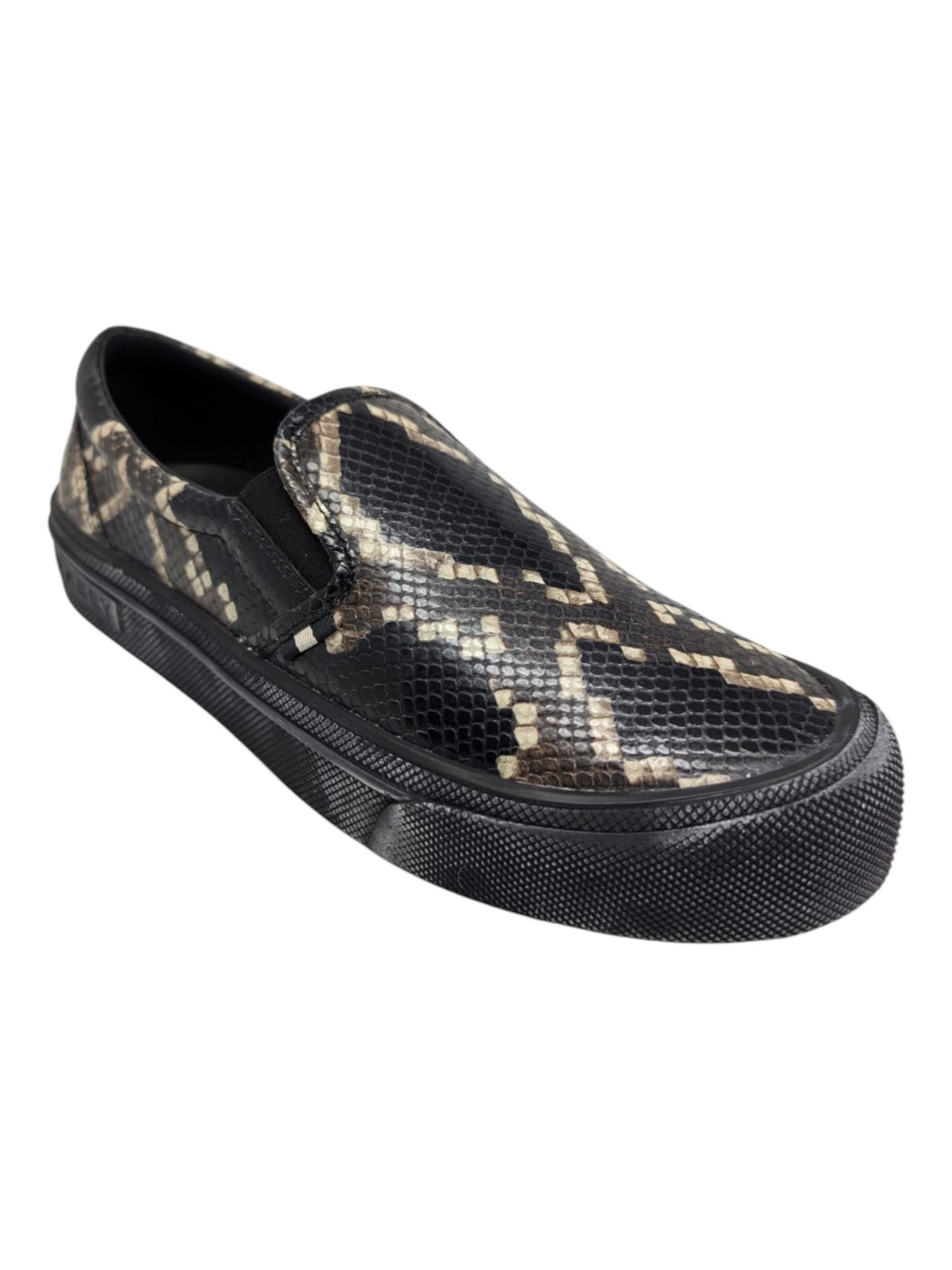 Bally Leory 6304350 Men\'s Multiblack Snakeskin-Effect Leather Sneakers MSRP $680