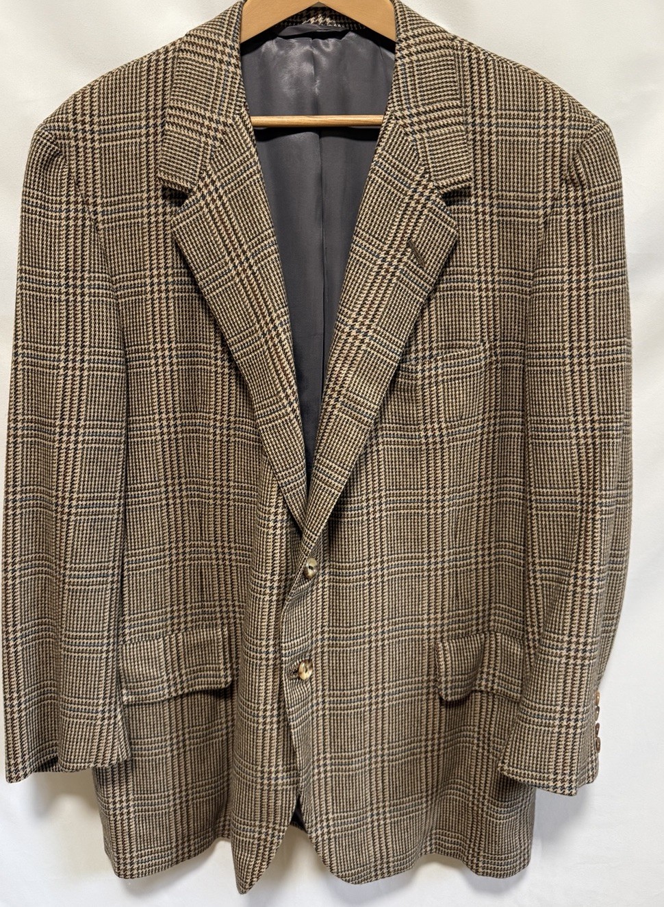 Vtg Oxxford Clothes Onwentsia Cashmere  Sport Coat Herringbone & Check 46