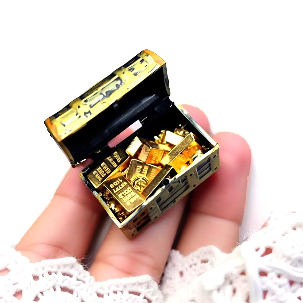 Miniature Treasure Chest Set – 112 Scale Dollhouse Accessories with Gold Bars...