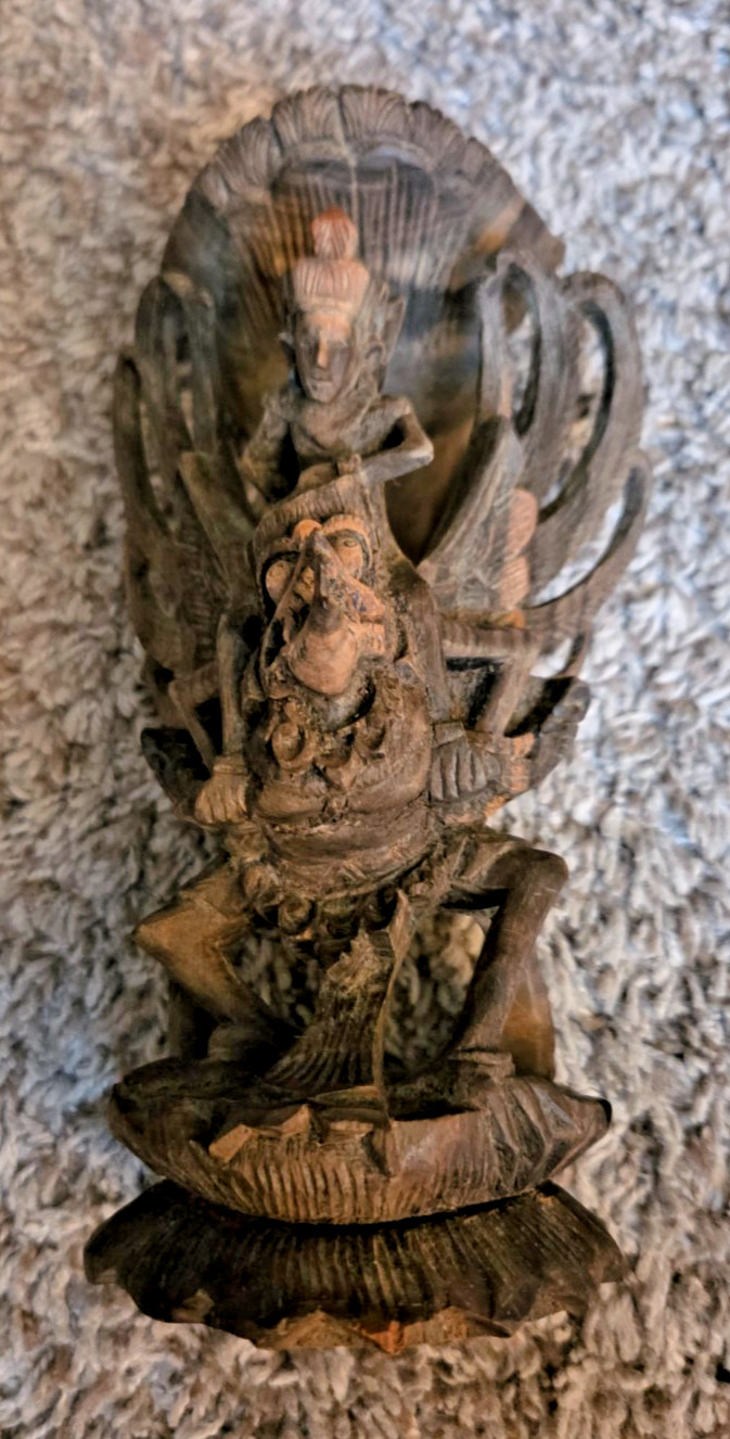 Vintage Vishnu Balinese Wood Art Sculpture Carving Signed Nyoman Seter Figure Vintage Vishnu Balinese Wood Art Sculpture Carving Signed Nyoman Seter Figure