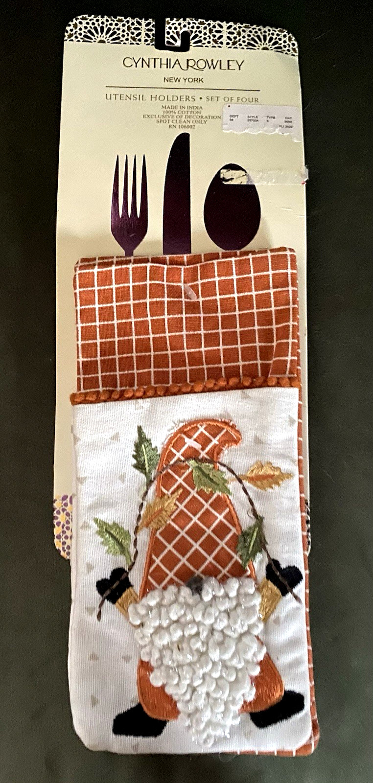 Set Of 4 Cynthia Rowley New York Utensil Holders Thanksgiving Fall Gnomes New Set Of 4 Cynthia Rowley New York Utensil Holders Thanksgiving Fall Gnomes New