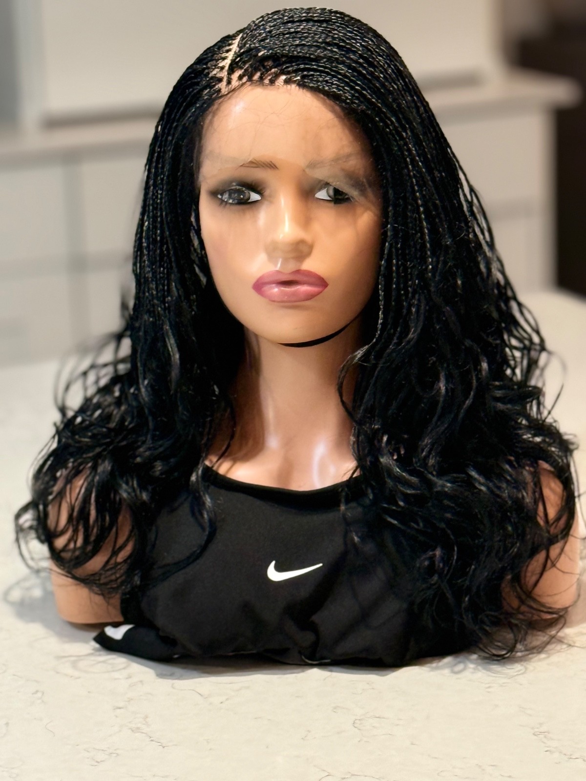 Braided French curls wig. Three tone wavy wig. Made on a full lace wig. 18”long. Braided French curls wig. Three tone wavy wig. Made on a full lace wig. 18”long.