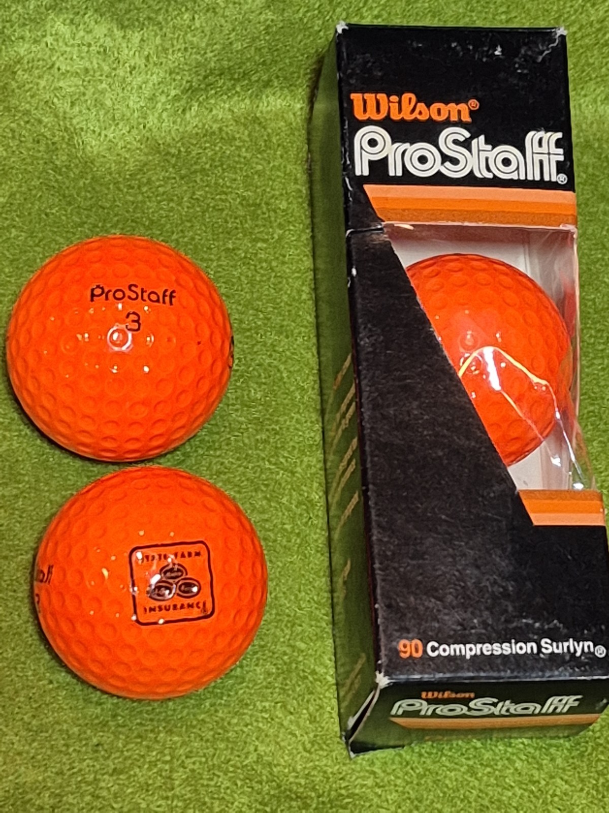 Vintage Wilson Prostaff 3 Optic Orange Golf Balls State Farm Insurance Sleveof3 Vintage Wilson Prostaff 3 Optic Orange Golf Balls State Farm Insurance Sleveof3