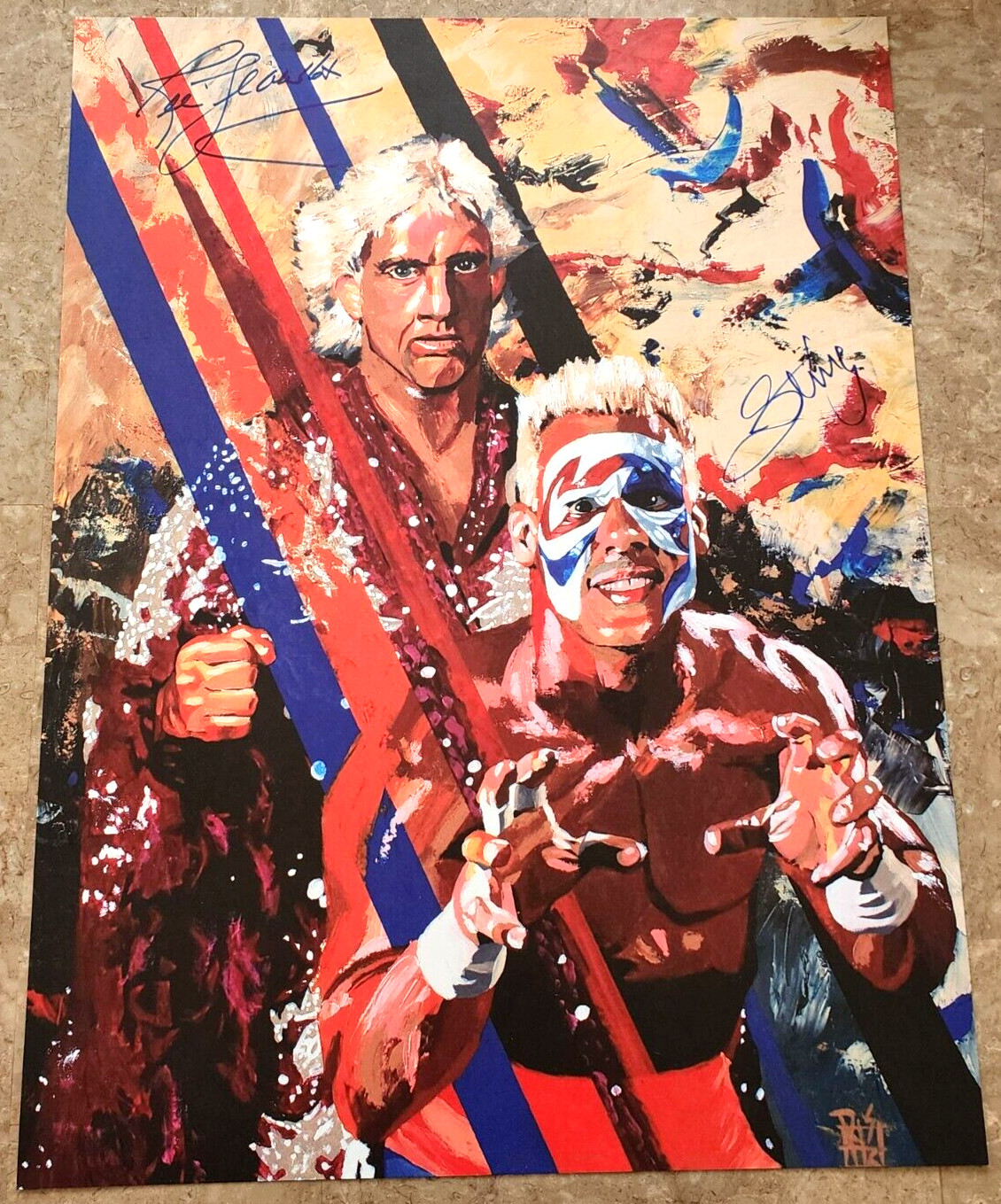 Ric Flair / Sting Dual SIGNED Photo Wrestling Autograph 18x24 - WWE WWF WCW AEW