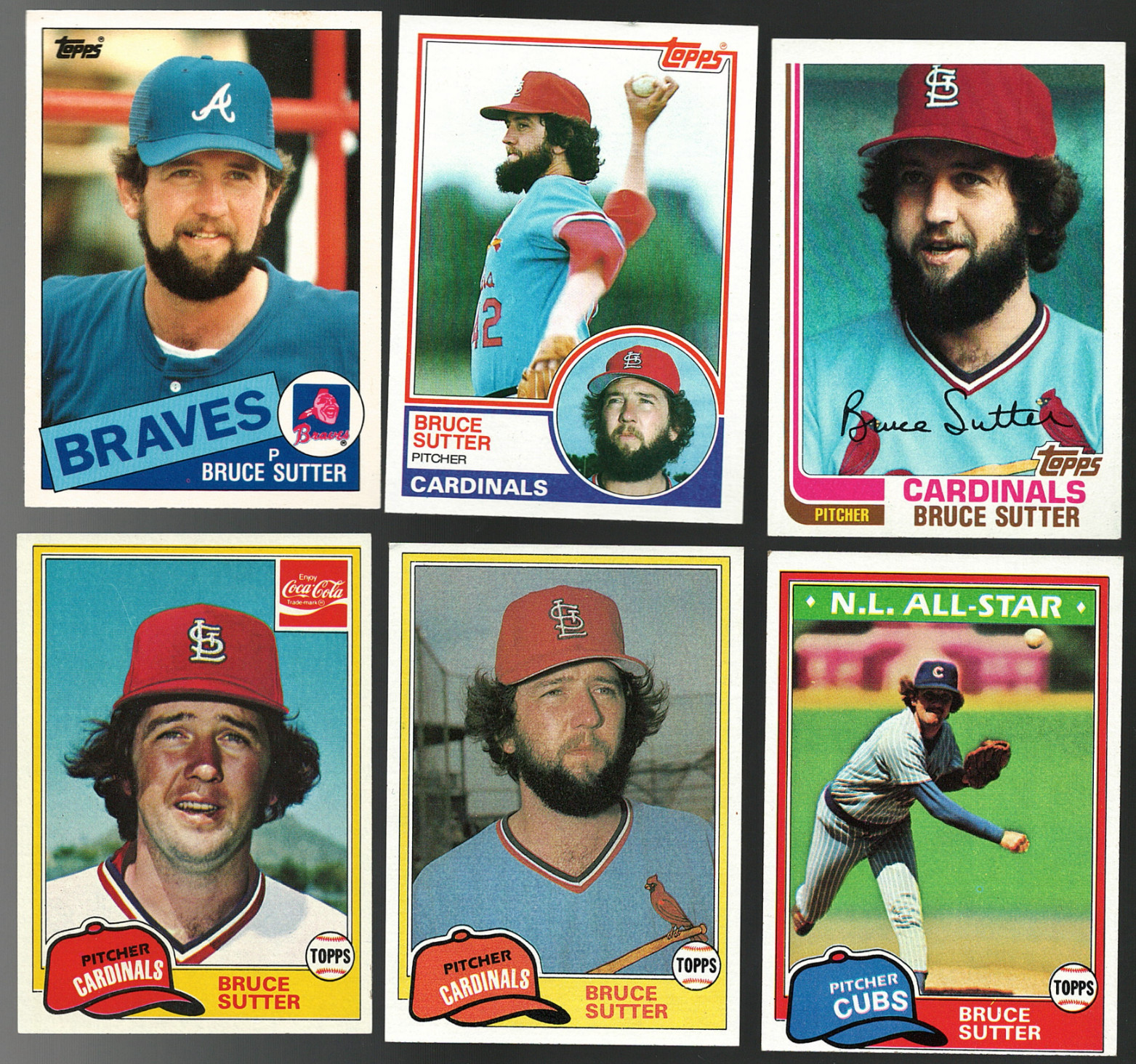 1981 - 1985 Topps Bruce Sutter Braves, Cardinals, Cubs - HOF NM Lot of 6