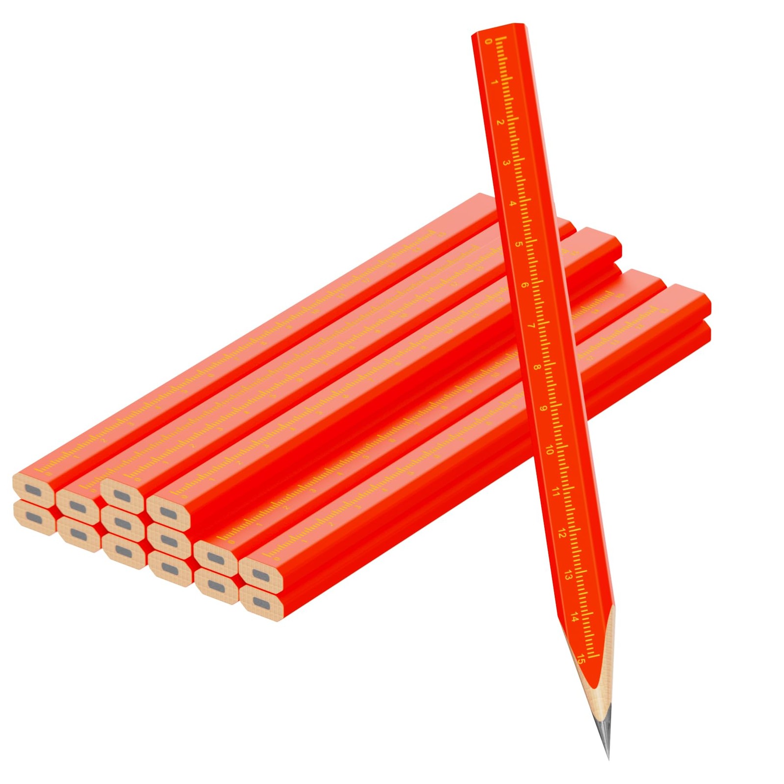 14 PCS Red Carpenter Pencils With CM Scale Framing Construction Woodworking