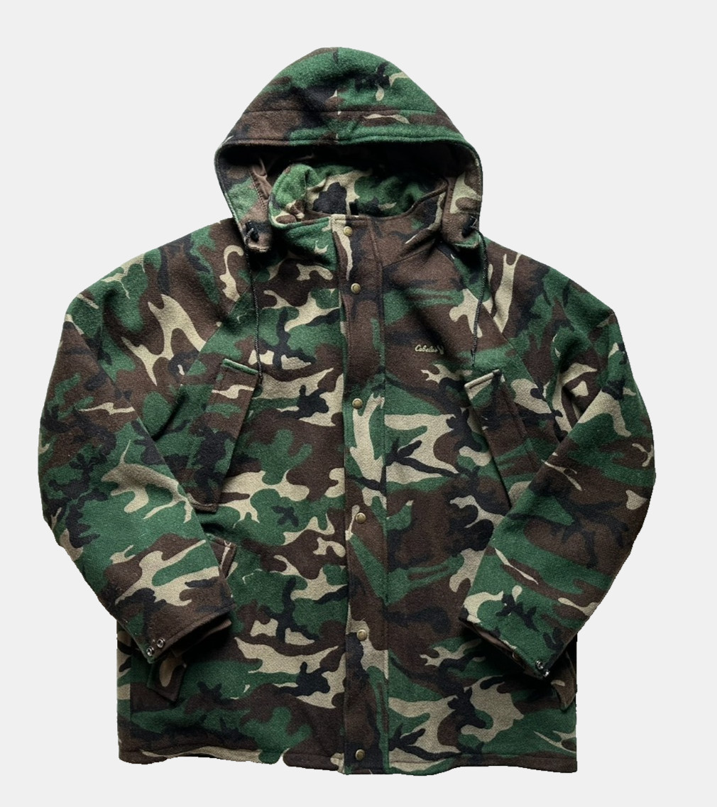 VTG Cabela\'s Whitetail Woodland Camo Wool 2-in-1 Hunting Jacket 3XL Gore-Tex VTG Cabela\'s Whitetail Woodland Camo Wool 2-in-1 Hunting Jacket 3XL Gore-Tex