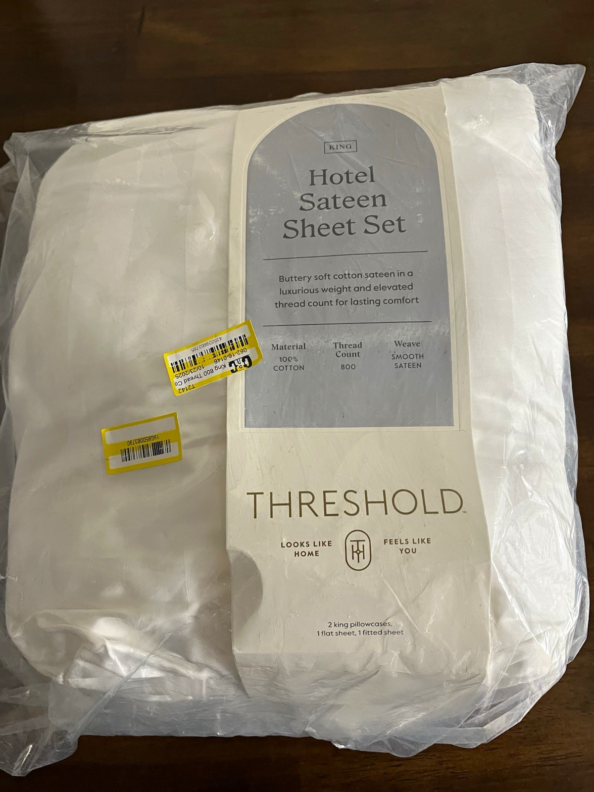Threshold Hotel Sateen King Sheet Set 100% Cotton 801-999 TC White Deep Fit Threshold Hotel Sateen King Sheet Set 100% Cotton 801-999 TC White Deep Fit