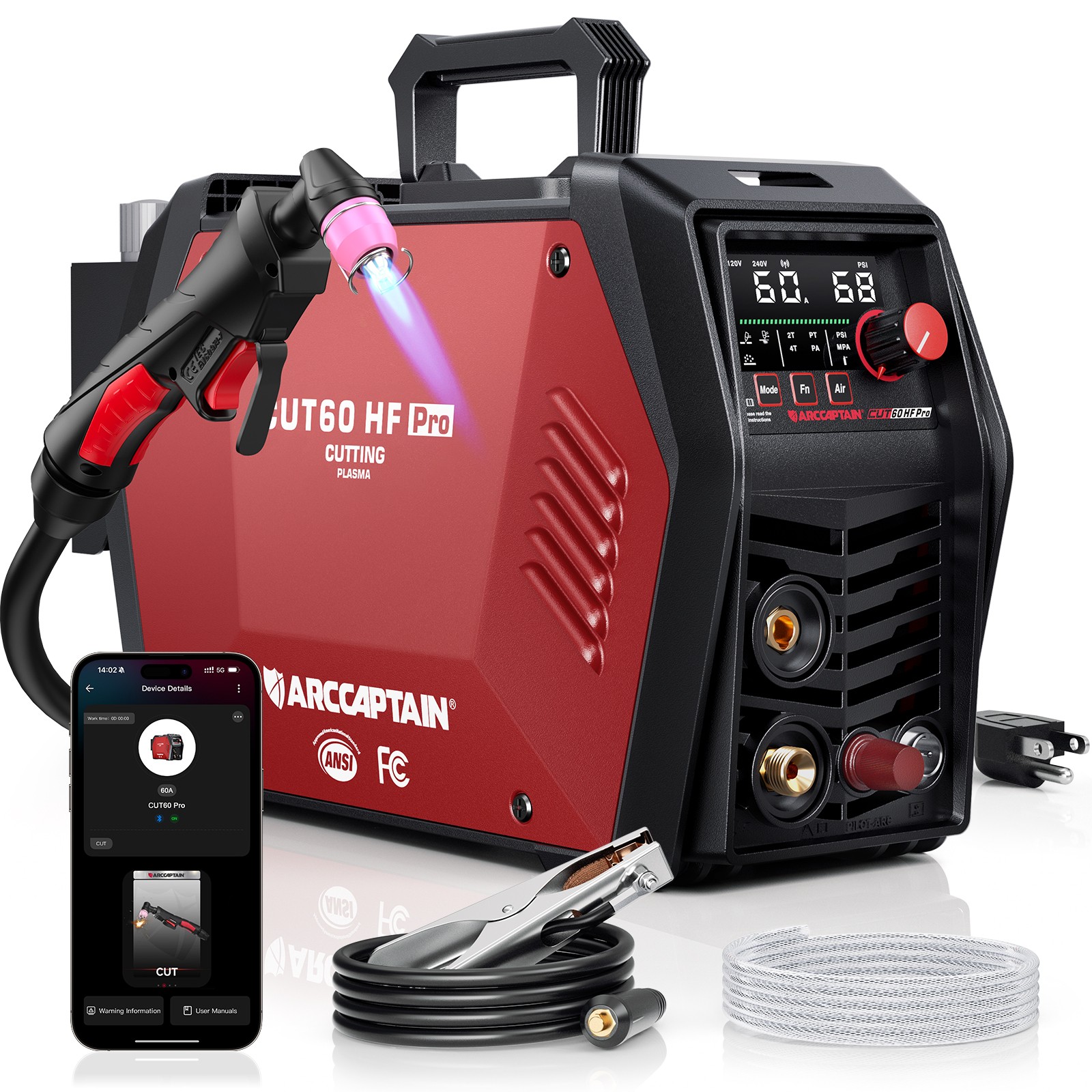ARCCAPTAIN iControl CUT60 HF Pro Plasma Cutter 60A Pilot Arc 120/240V 15/16