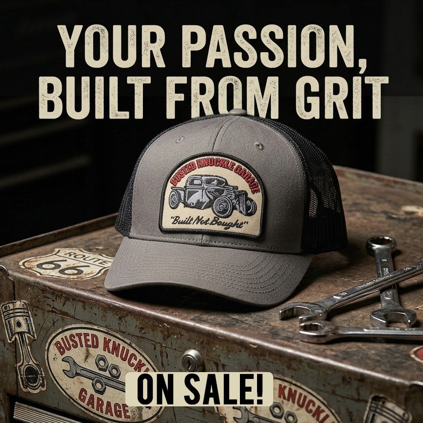 Busted Knuckle Garage Hotrod Truck Ratrod Ball Cap / On Sale