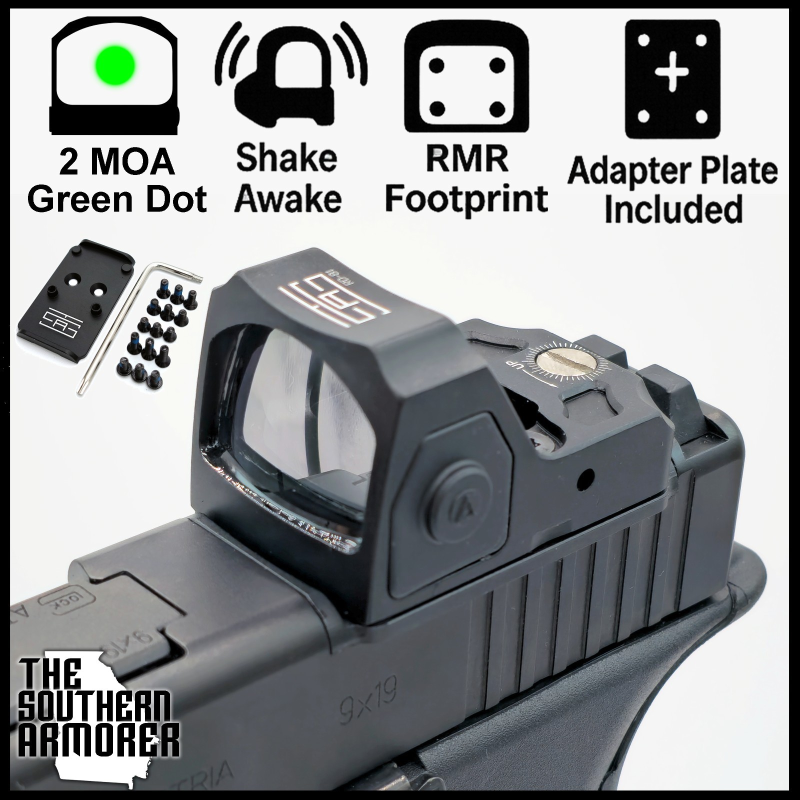 Green Dot Shake Awake Optic Sight + Adapter for GLOCK® MOS 17 19 19X 45 47