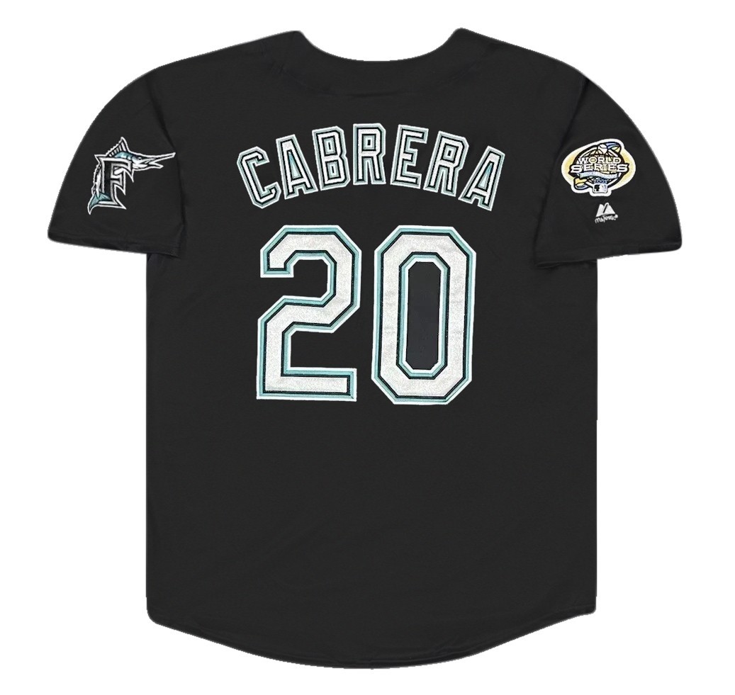Miguel Cabrera 2003 Florida Marlins Alt Black World Series Jersey Men's Large Miguel Cabrera 2003 Florida Marlins Alt Black World Series Jersey Men's Large