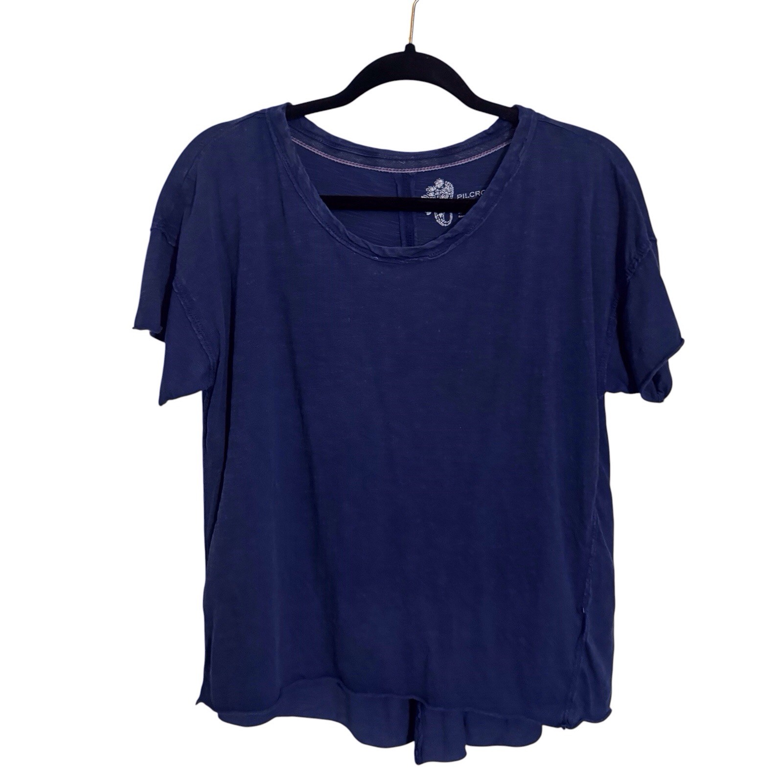 Pilcro Anthro Size Small Dark Blue Casual Top Short Sleeve Cotton Lounge Stretch