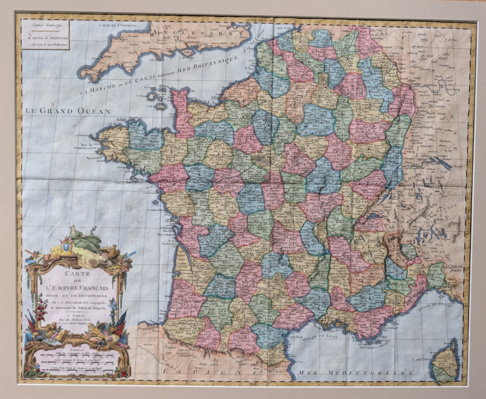 1804 Antique Map France Empire Delamarche Exceptional Hand Color 110 Depts Rare