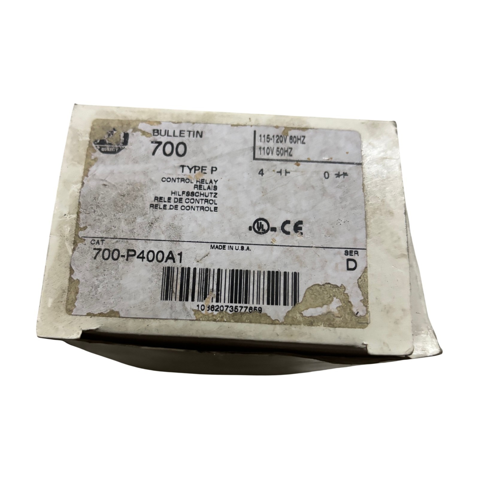 Allen-Bradley 700-P400A1 Bulletin 700 Type P AC Control Relay Ser D 120V Allen-Bradley 700-P400A1 Bulletin 700 Type P AC Control Relay Ser D 120V