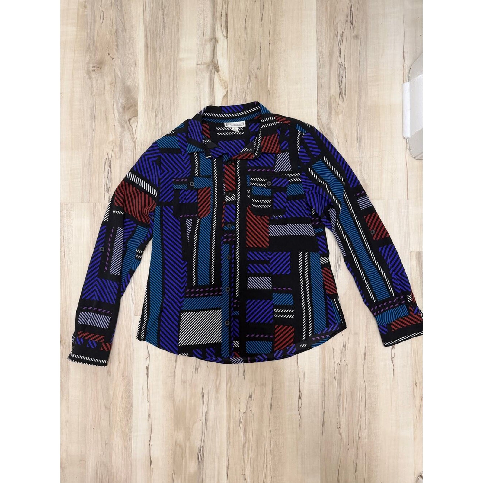 Vintage Dana Buchman Geometric Long Sleeve Top