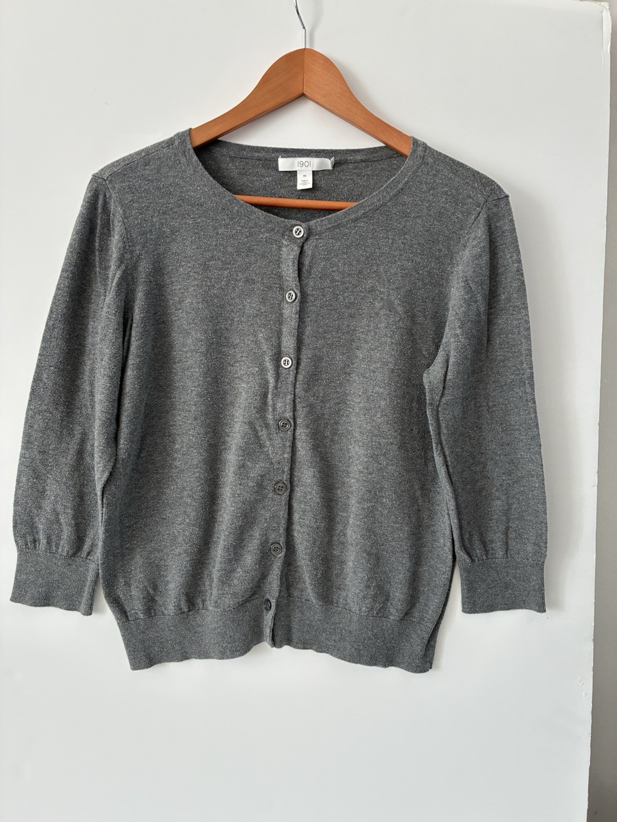 1901 Women\'s Gray Cardigan Sweater - 3/4 sleeve. Size Medium 1901 Women\'s Gray Cardigan Sweater - 3/4 sleeve. Size Medium