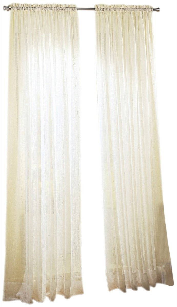 Eggshell Off White Crushed Voile Sheer Curtain Panel 51x84 Inch Rod Pocket Eggshell Off White Crushed Voile Sheer Curtain Panel 51x84 Inch Rod Pocket