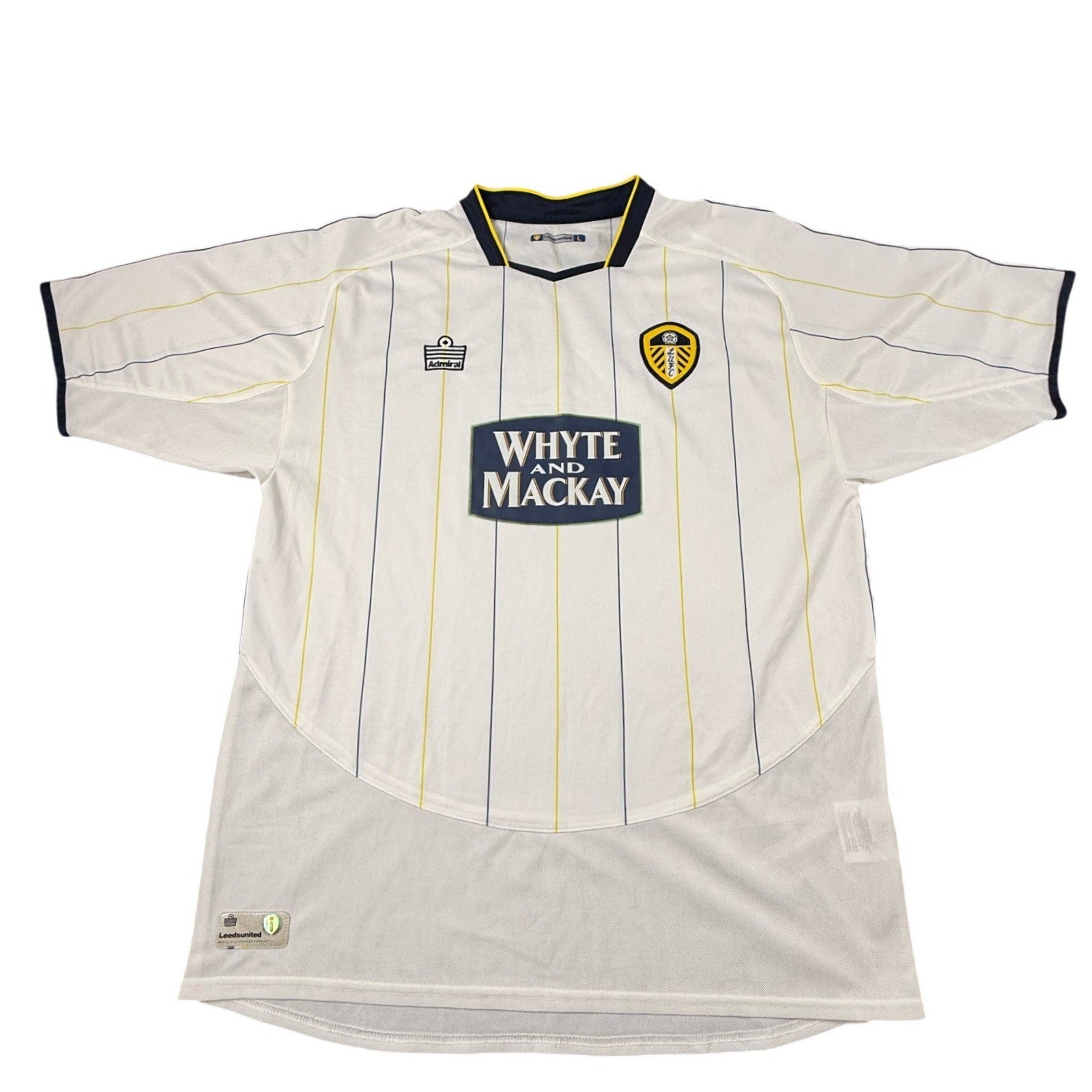 Admiral Leeds United Soccer Jersey Mens Large White Good 2004-05 Whyte & Mackay