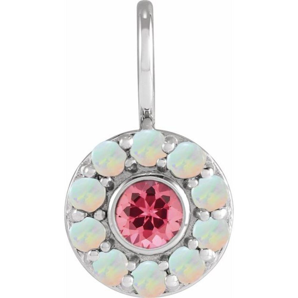 Natural Pink Spinel & White Opal Pendant