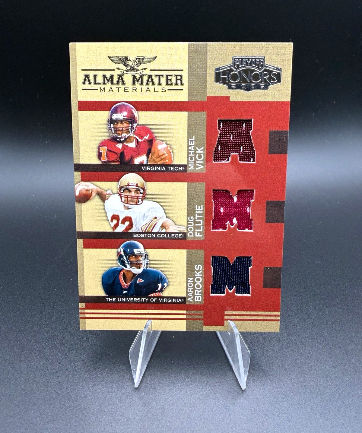 Donruss Playoff 2005 Honors Alma Mater Materials #AM-39 Vick Flutie Brooks /25 Donruss Playoff 2005 Honors Alma Mater Materials #AM-39 Vick Flutie Brooks /25