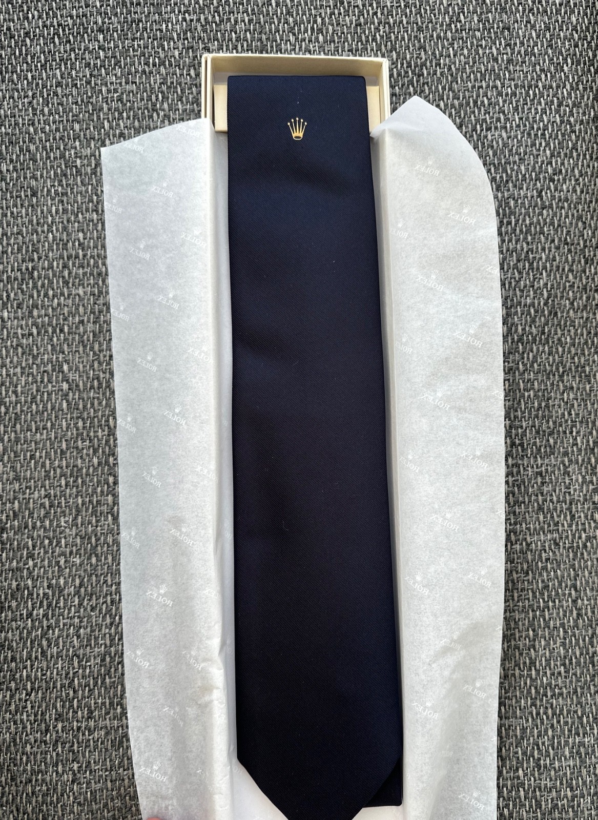 Rolex Men\'s Navy Blue Solid Silk Classic Necktie Tie, Woven Fabric, 1 Piece, Box Rolex Men\'s Navy Blue Solid Silk Classic Necktie Tie, Woven Fabric, 1 Piece, Box