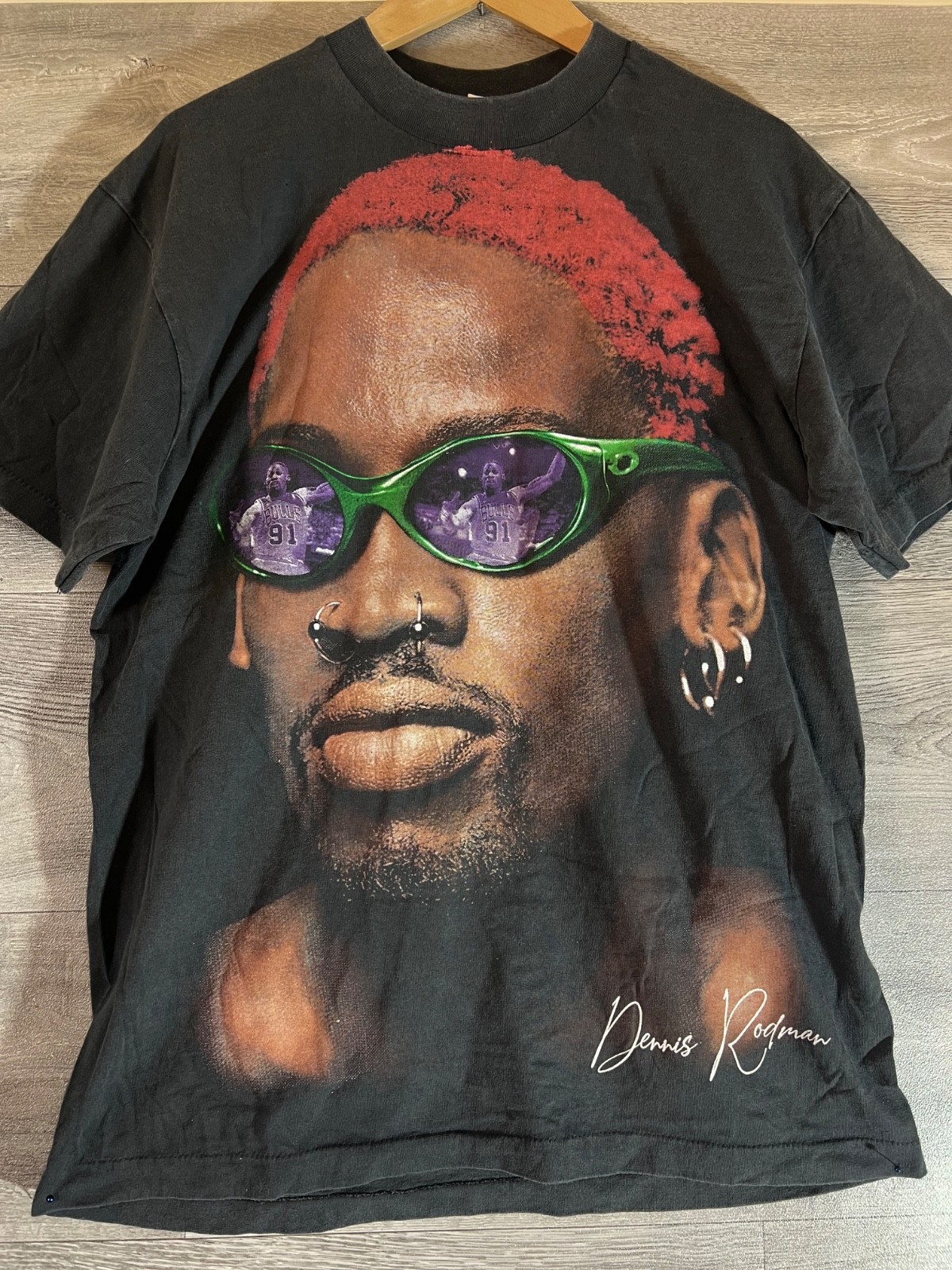 Dennis Rodman T Shirt, Size L, Front Back Print