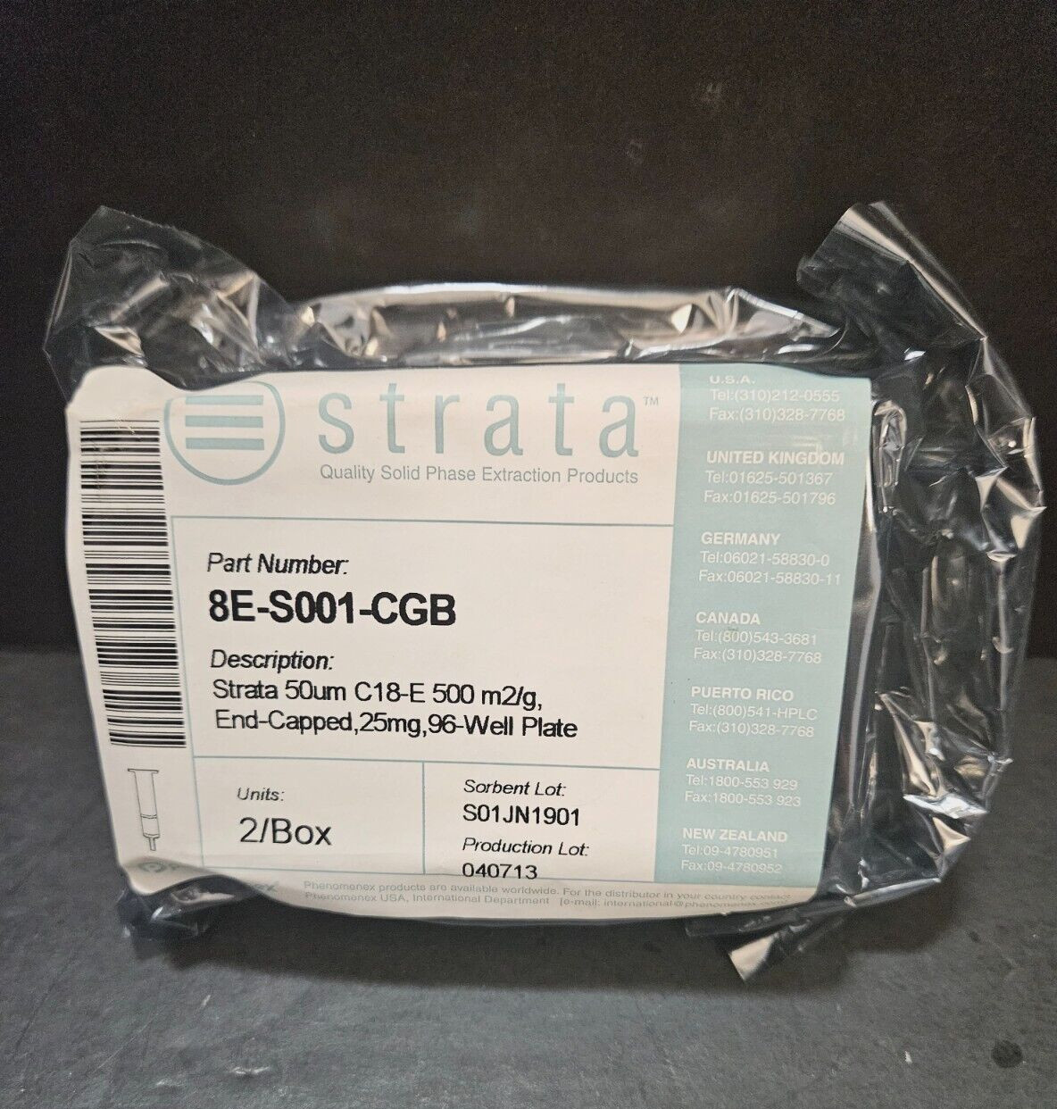 Phenomenex Strata Filter Microplate 25 mg C18-E 96 Well Box of 2 Filter Plates Phenomenex Strata Filter Microplate 25 mg C18-E 96 Well Box of 2 Filter Plates
