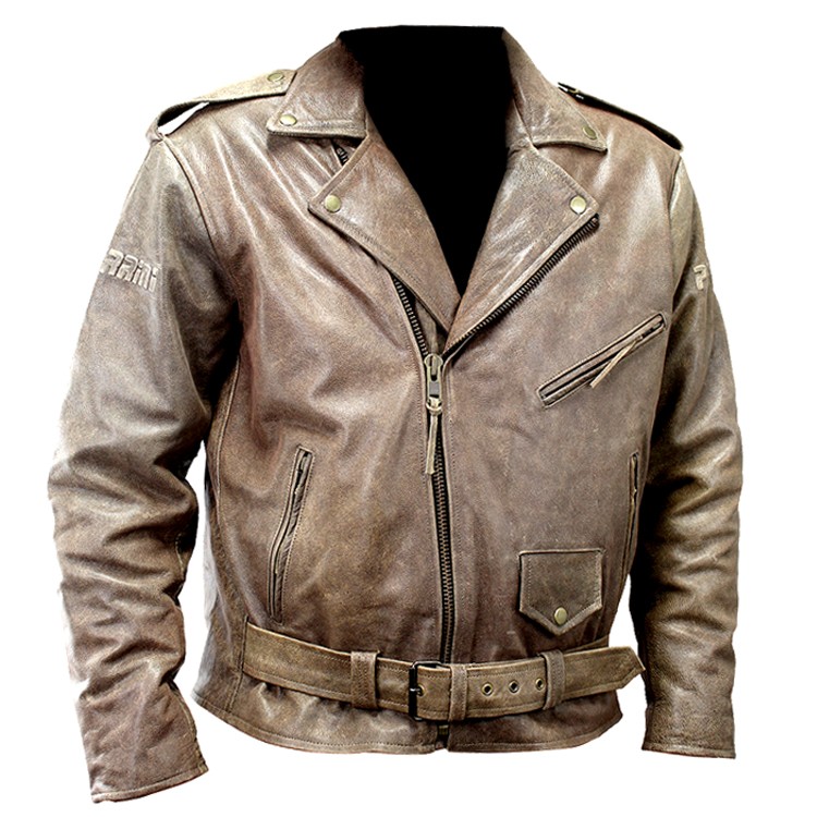 Perrini New Men s Buffalo Motorbike Genuine Leather Biker Jacket Retro Style Bro