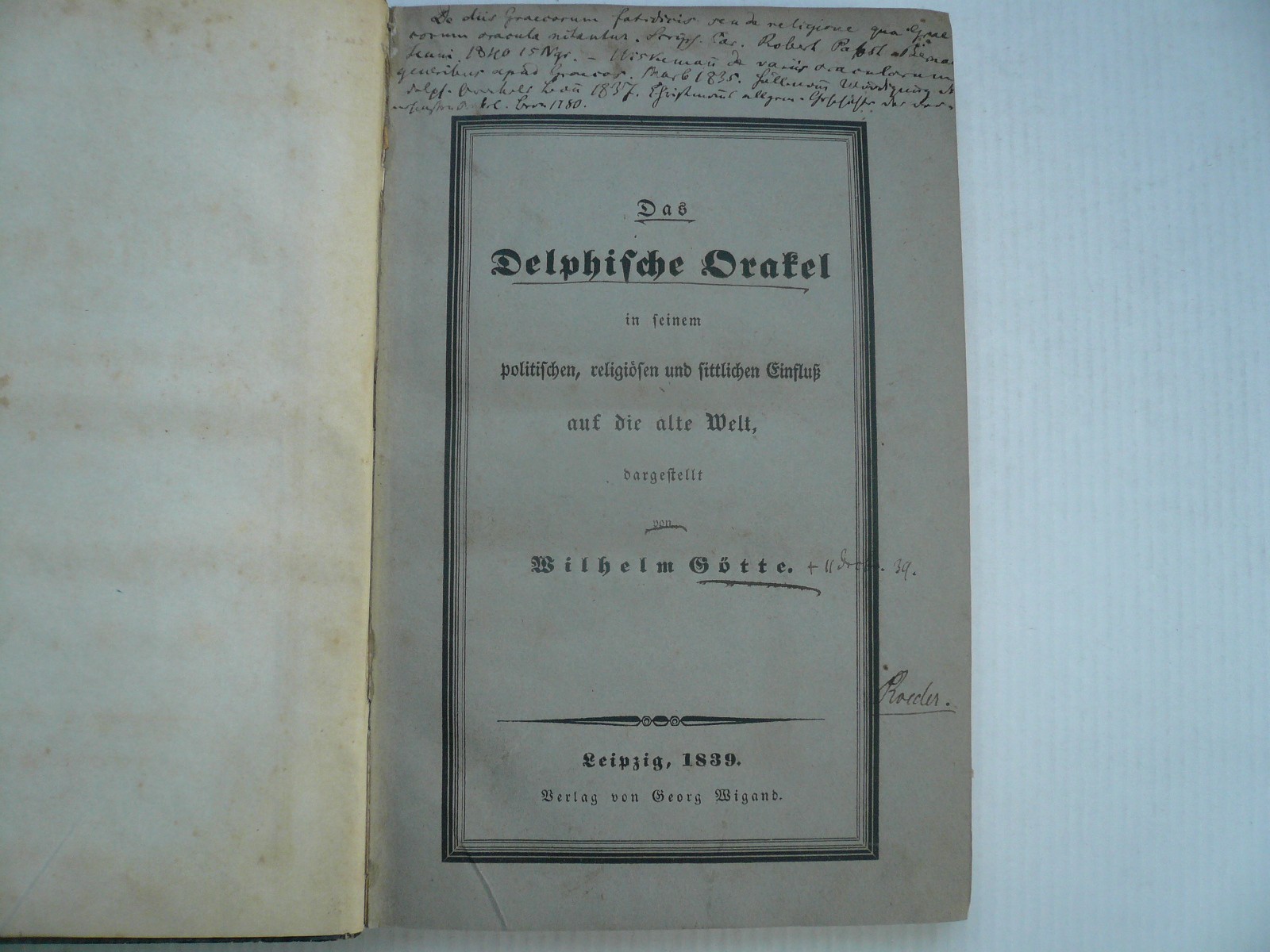 Delphi-The Delphic Oracle, W.Götte, Leipzig, 1839 GODS, W., Delphi-The Delphic Oracle, W.Götte, Leipzig, 1839 GODS, W.,