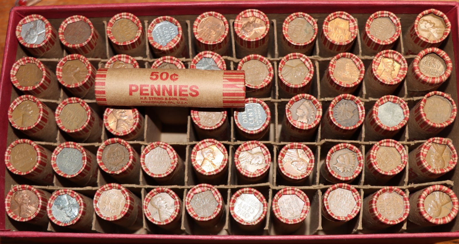 10 MIXED ROLLS LINCOLN WHEAT CENT 1909-1958 US COINS COPPER PENNY ROLLS 10 MIXED ROLLS LINCOLN WHEAT CENT 1909-1958 US COINS COPPER PENNY ROLLS
