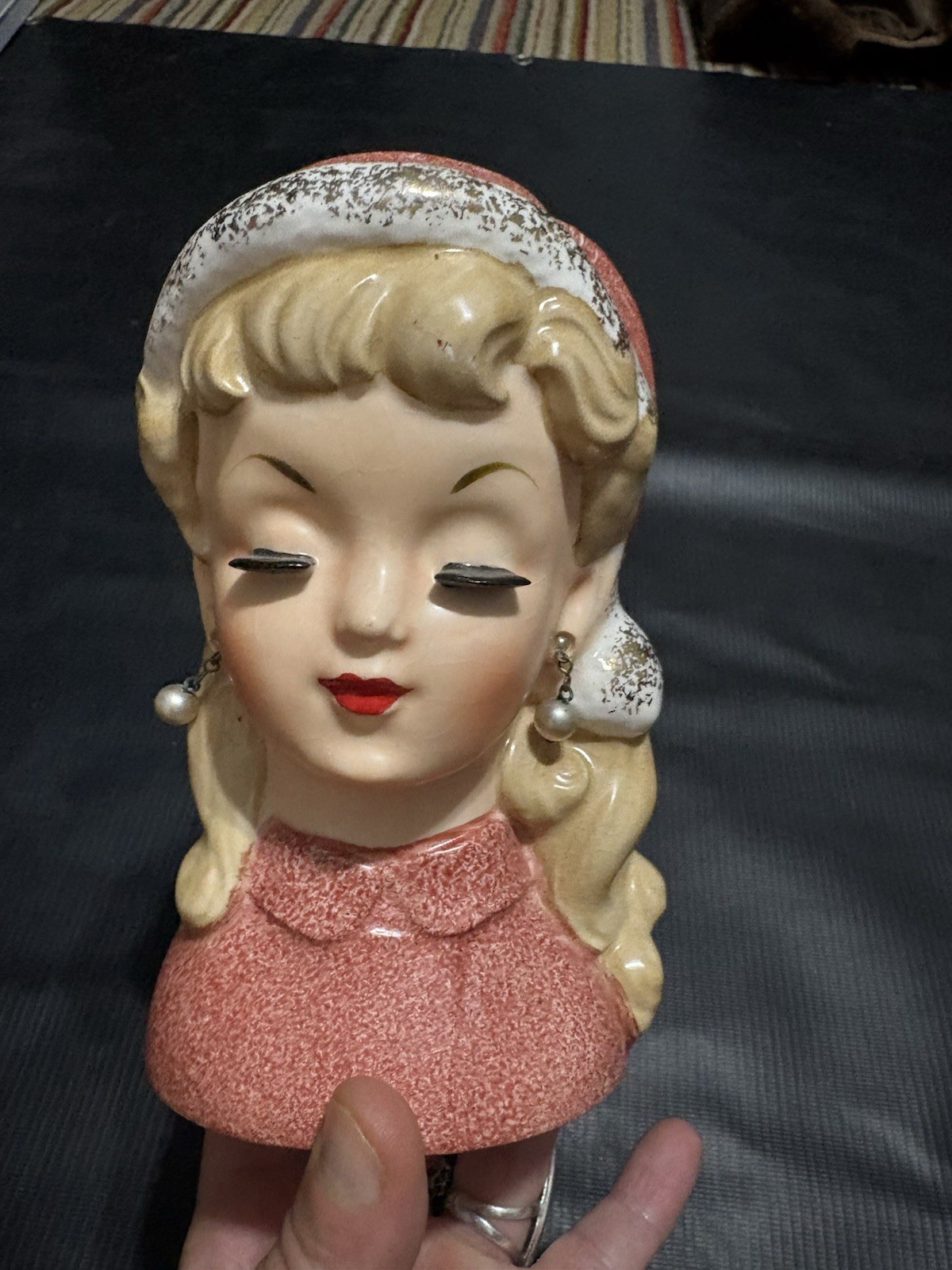 Rare Vintage 50s 60s Christmas Santa Baby Lady Head Vase Nippon Mcm Kitsch Rare Vintage 50s 60s Christmas Santa Baby Lady Head Vase Nippon Mcm Kitsch