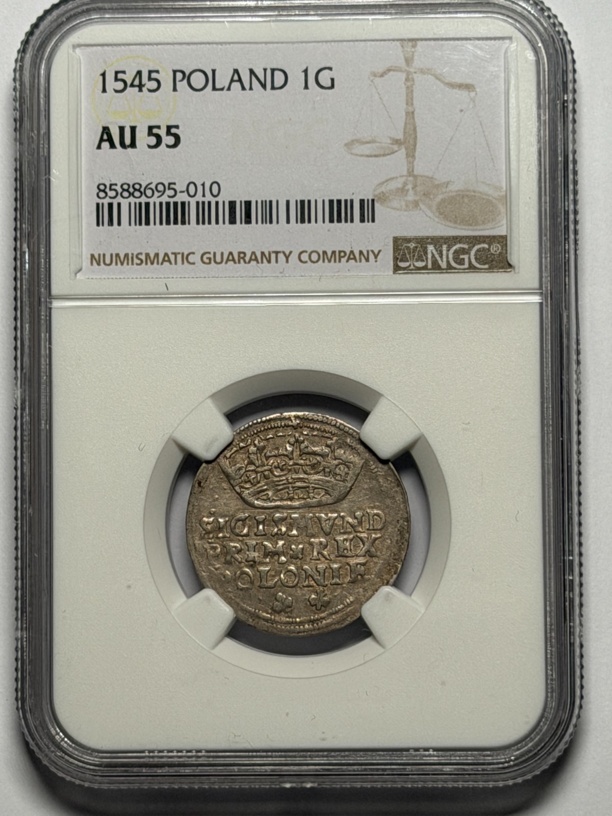Sigismund I the Old groschen 1545 Kraków NGC AU55 Sigismund I the Old groschen 1545 Kraków NGC AU55