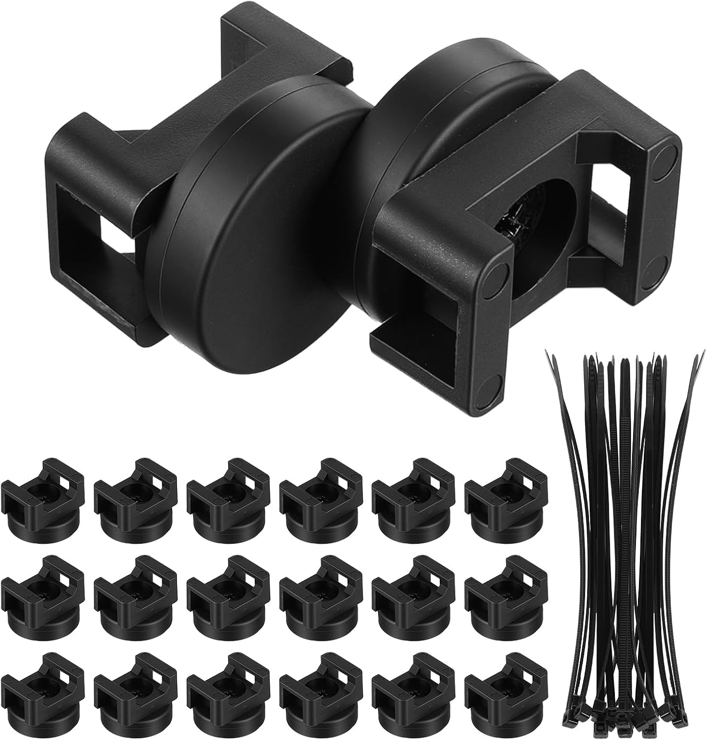 120Pcs Magnetic Zip Tie Mounts – 20 Heavy-Duty Magnet Bases & 100 Nylon Cable 120Pcs Magnetic Zip Tie Mounts – 20 Heavy-Duty Magnet Bases & 100 Nylon Cable