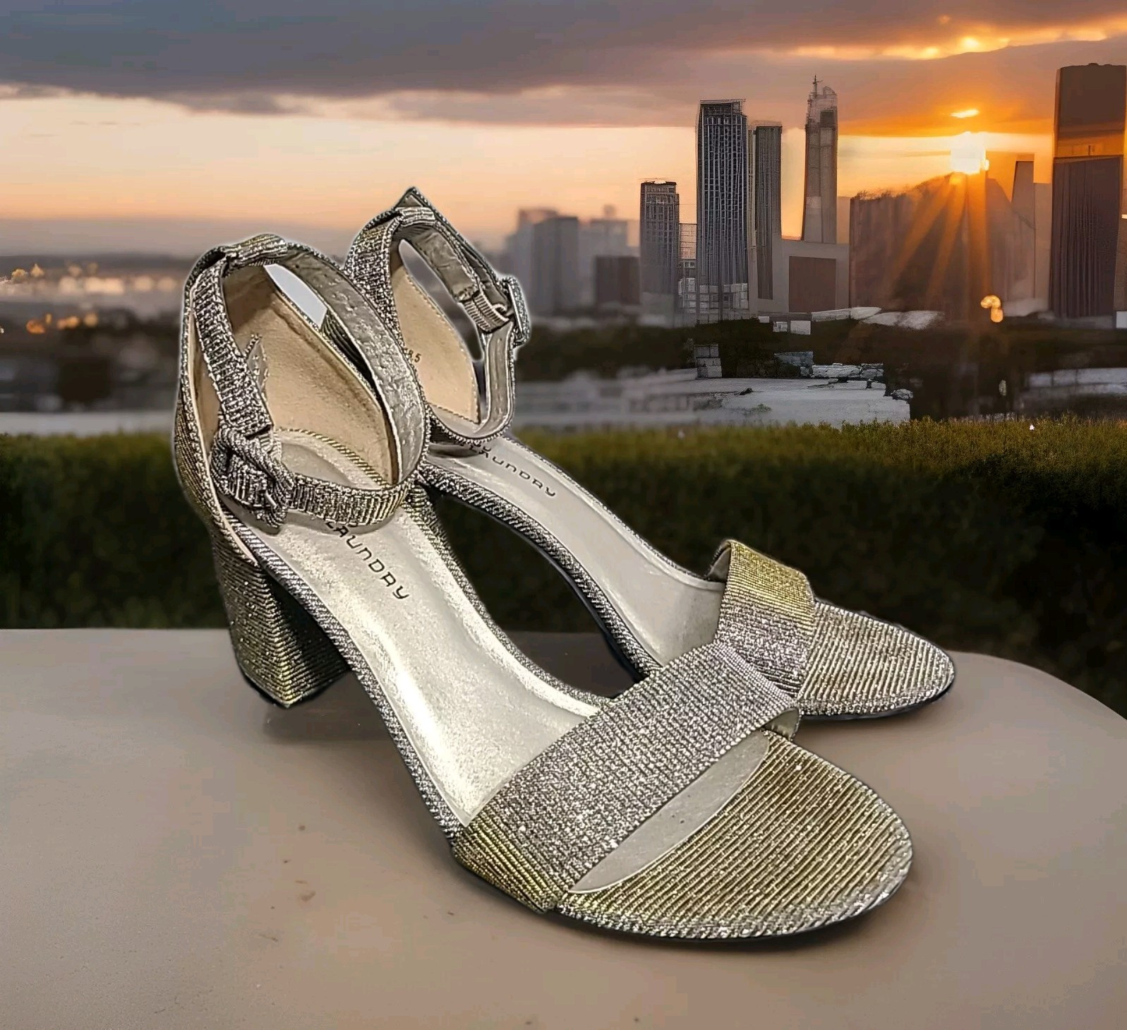 CL Chinese Laundy Size 8 gold Block Heels sandals Dance Shoes Worn 1x Sparkle CL Chinese Laundy Size 8 gold Block Heels sandals Dance Shoes Worn 1x Sparkle