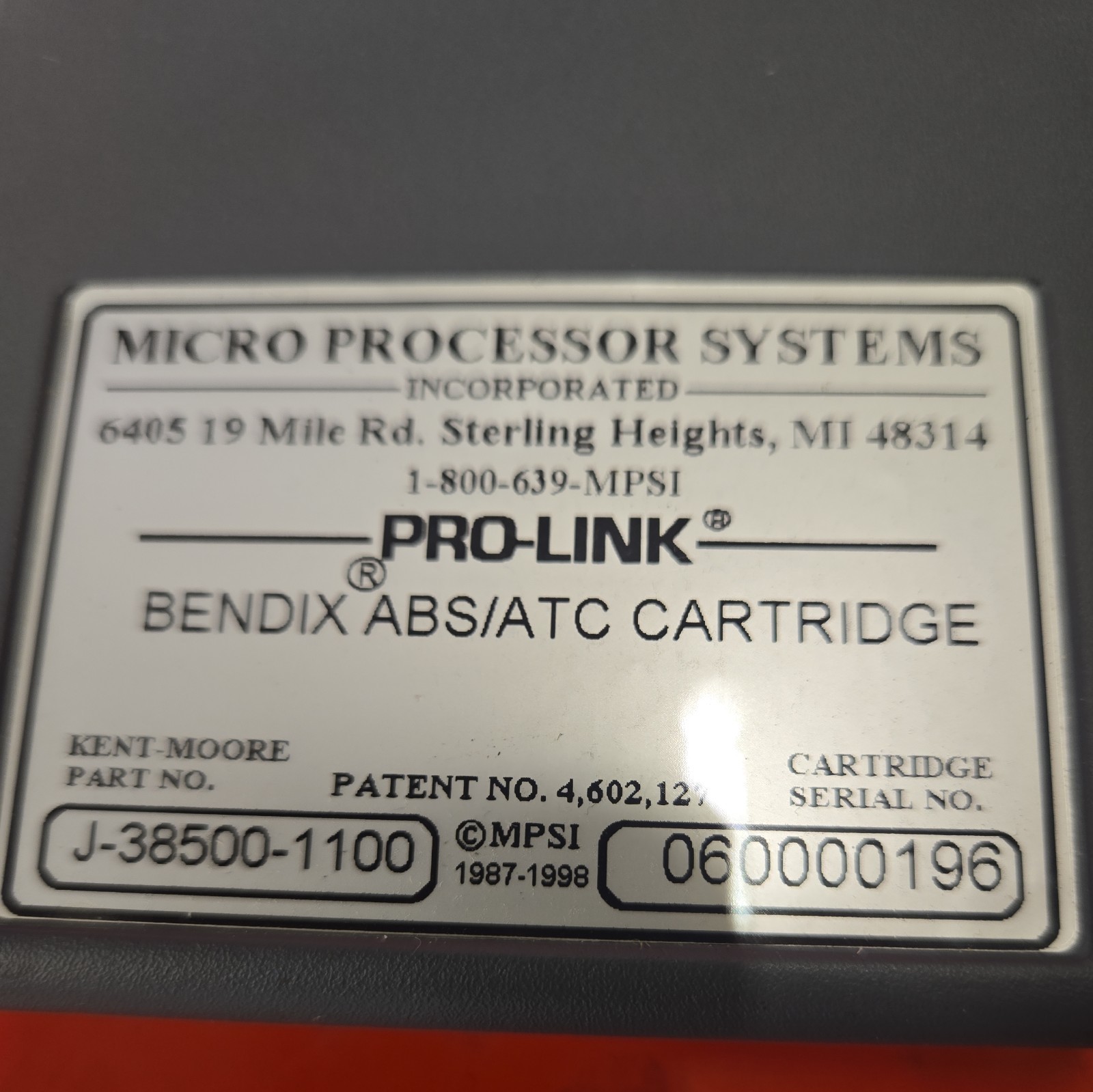 NEXIQ MPSI Pro-Link J-38500-1100 Bendix ABS EC-16 Diagnostic Cartridge NEXIQ MPSI Pro-Link J-38500-1100 Bendix ABS EC-16 Diagnostic Cartridge