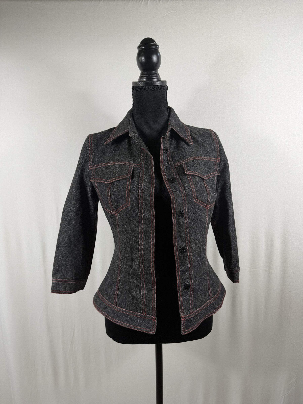 Dolce & Gabbana Vintage Wool-Blend Denim Jacket – Grey, Leopard Lining