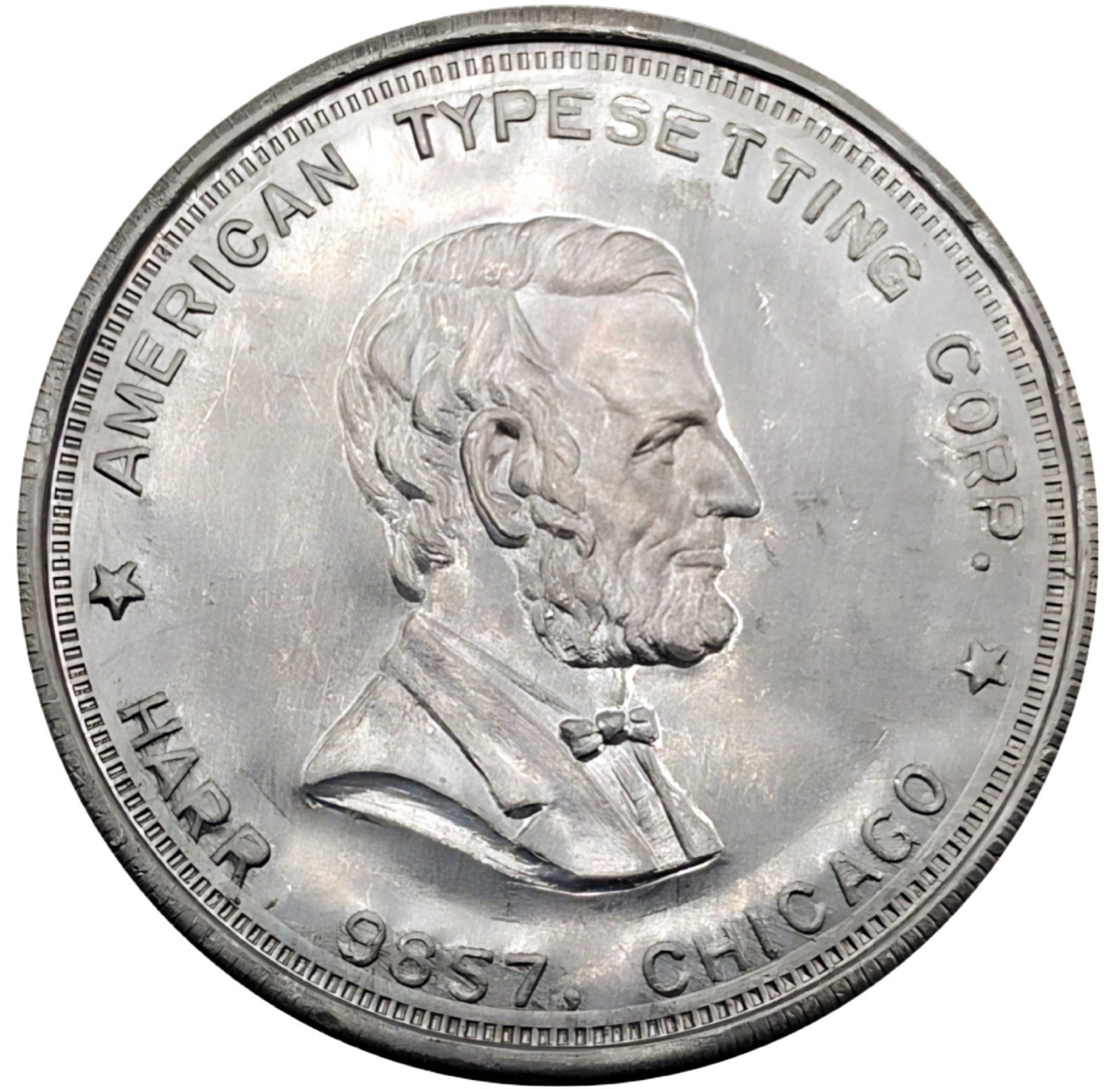(1923) Chicago IL Abraham  Lincoln American Typesetting Co Merchant Token